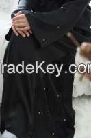 Rhinestone Pleated Abaya