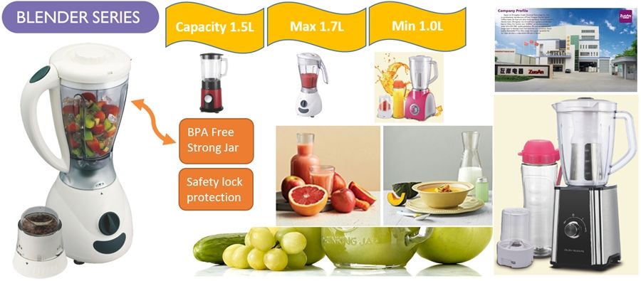 Juice Blender, capacity 1.0L 1.5L 1.7L, gift portable drinking bottle, with overheat protection YES