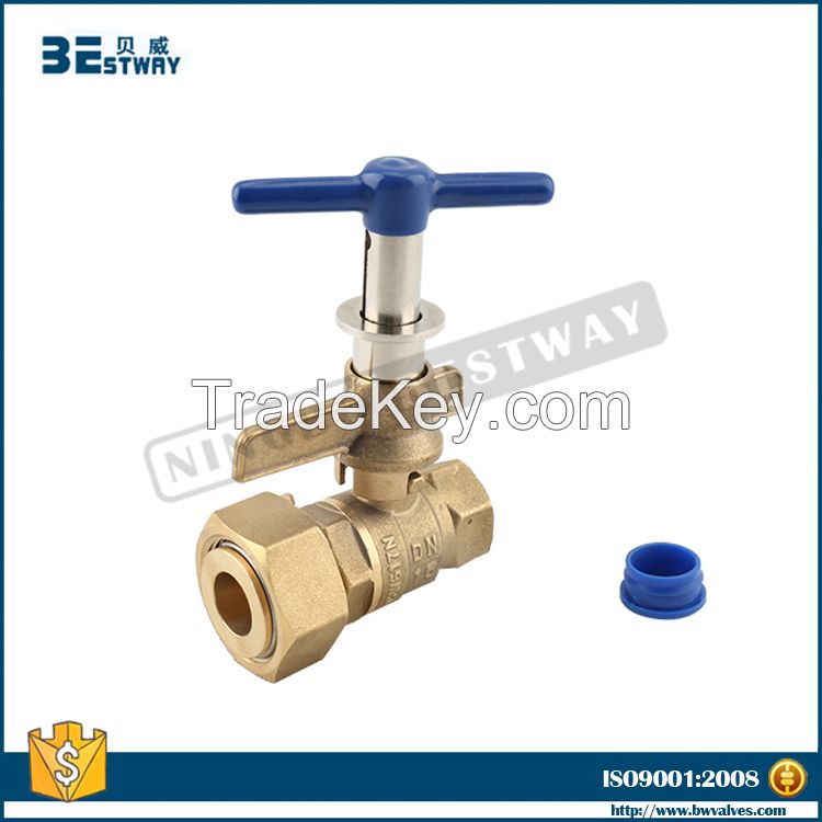 water meter valve with lockable lever and swivel nut