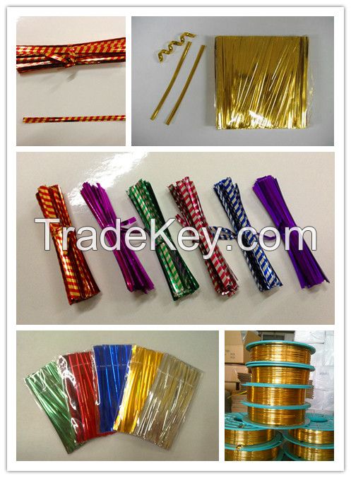 colourful metallic twist ties/ PET twist ties/bag tie