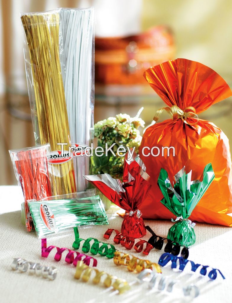 colourful metallic twist ties/ PET twist ties/bag tie