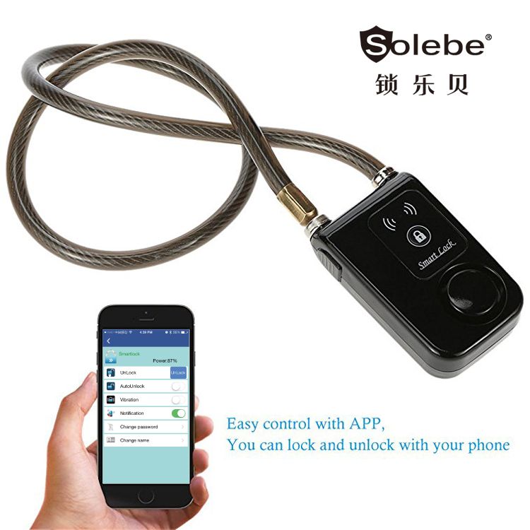 Y797 anti theft bluetooth keyless bike motorcycle alarm steel cable lock 