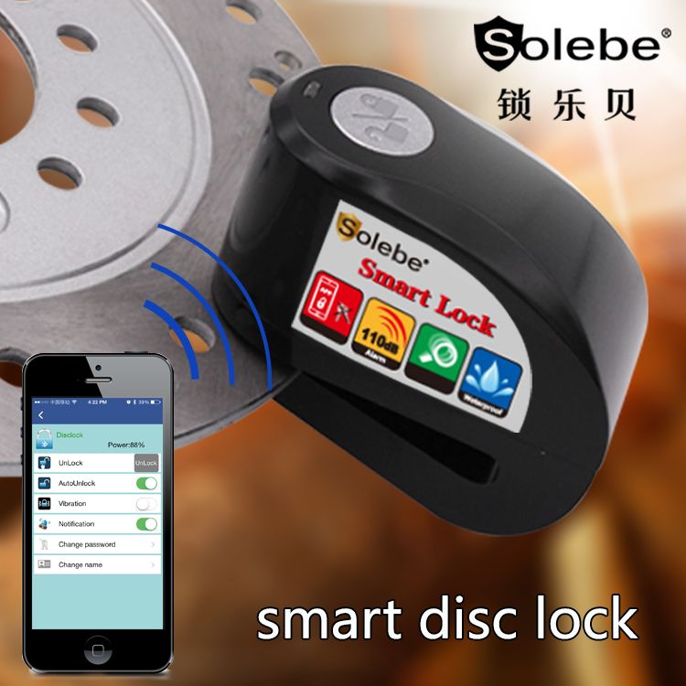 high security waterproof alarm anti theft bluetooth motorcycle disc brake lock 