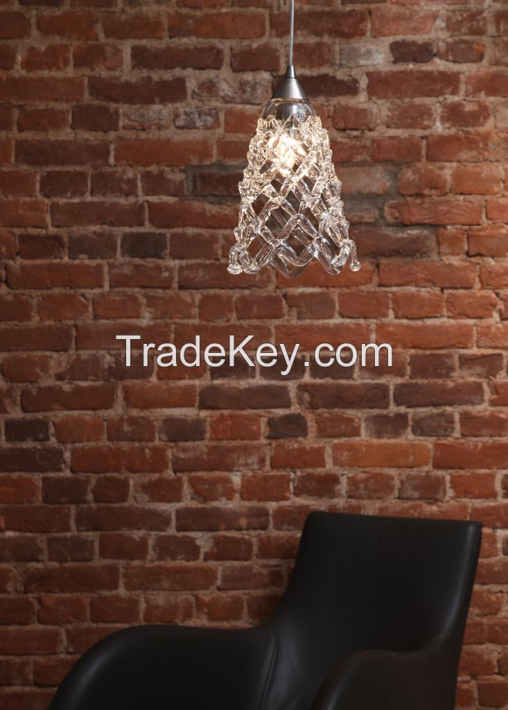 Designer handblown glass light, 1 light pendant lamp AVOSKA