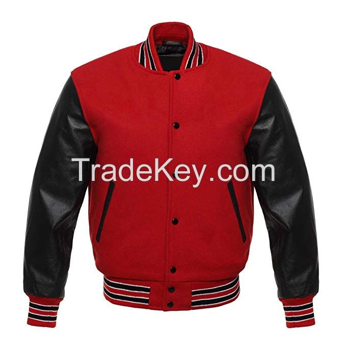 LEATHER SLEEVE VARSITY JACKETS