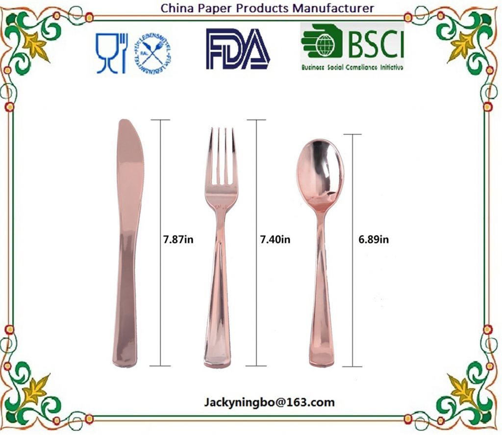 160Pieces Rose Gold Foil Coated Plastic Cutlery Set Silverware Disposable Heavy Duty Flatware Includes 80 Forks 40 Spoons 40 Knifes