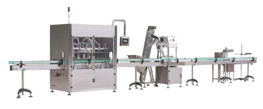 Automatic oil filling capping labeling line