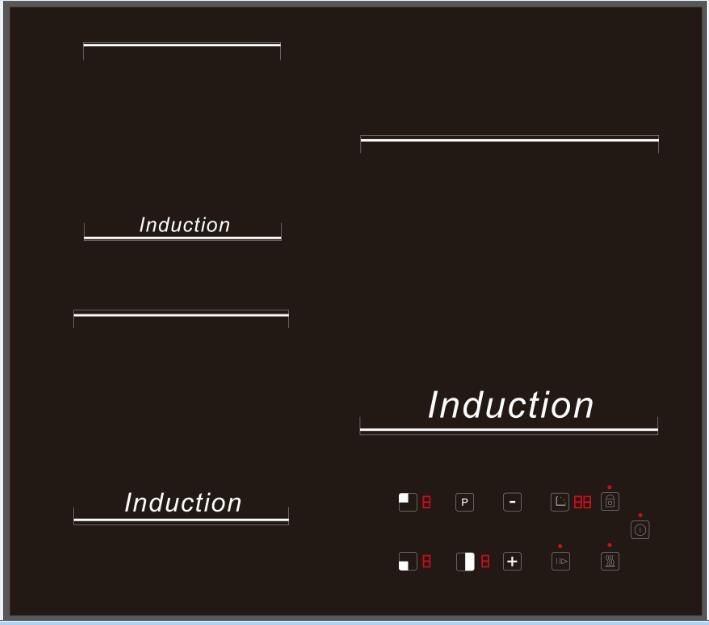 3 burner induction cooker in 590*520mm