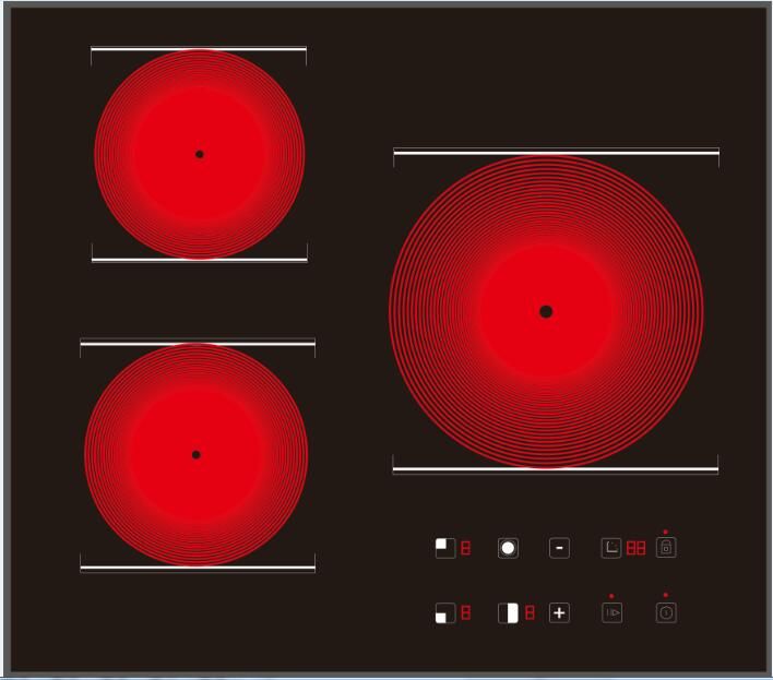 3 burner EU style ceramic, infrared cooker in built in type