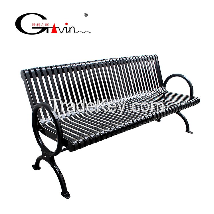 Gavin Flat Bar Metal Outdoor Backed Park Bench