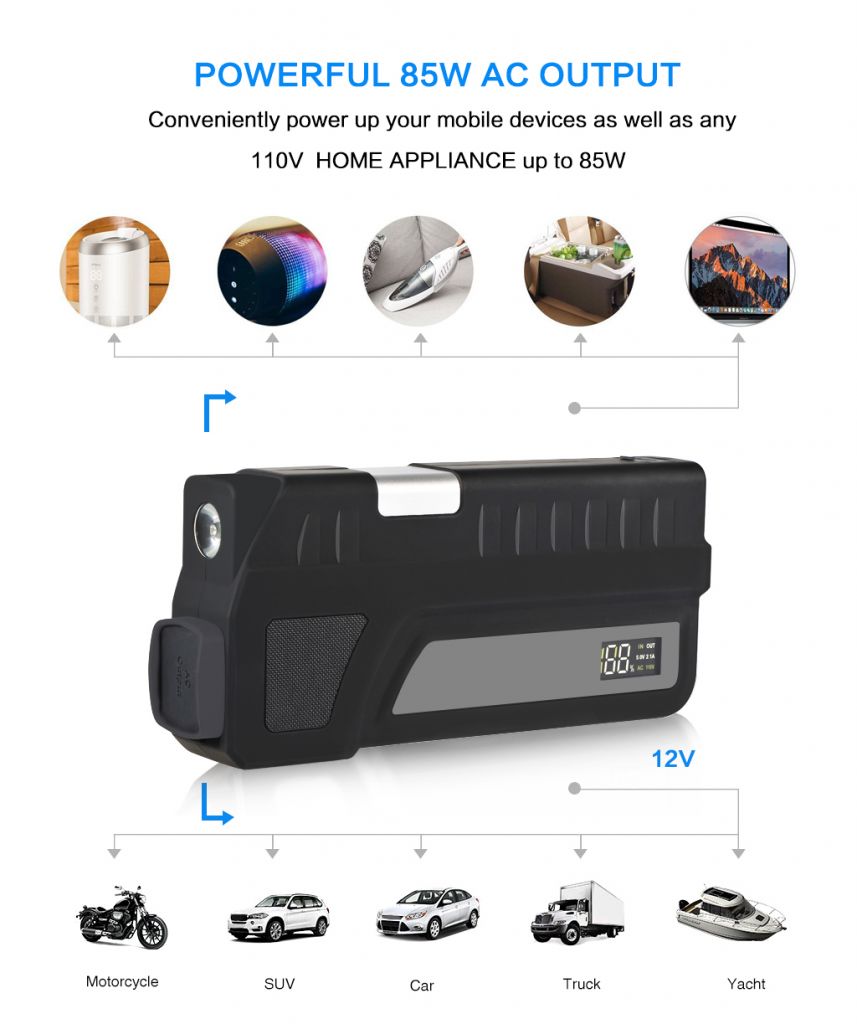 18000mAh Car Jump Starter FC-85TC with AC output mobile power bank