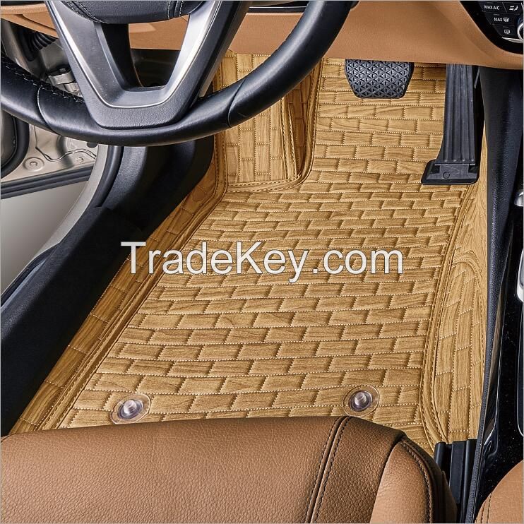 High quality wood imitation Artificial PVC leather 3D car floor mats