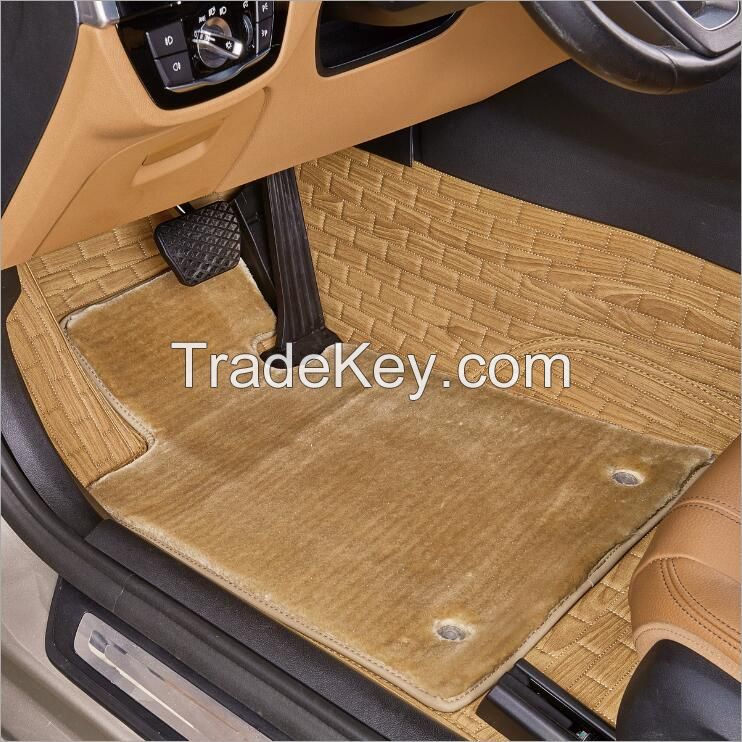 High quality wood imitation Artificial PVC leather 3D car floor mats