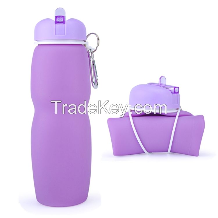 Custom Print Silicone Water Bottle Collapsible For Kids School