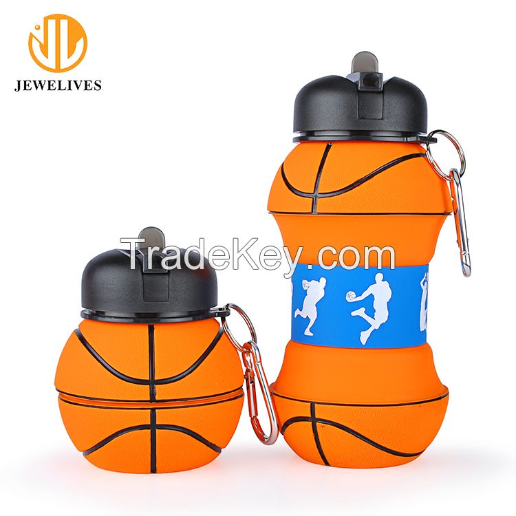 Basketball Shaped Fitness Portable Silicone Fold Drinking Bottle