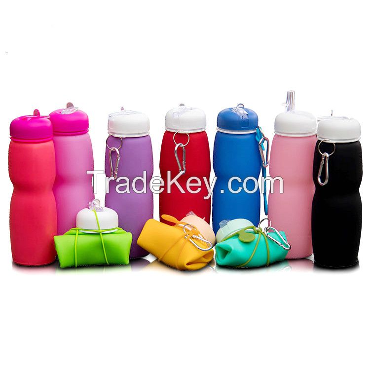 Custom Print Silicone Water Bottle Collapsible For Kids School