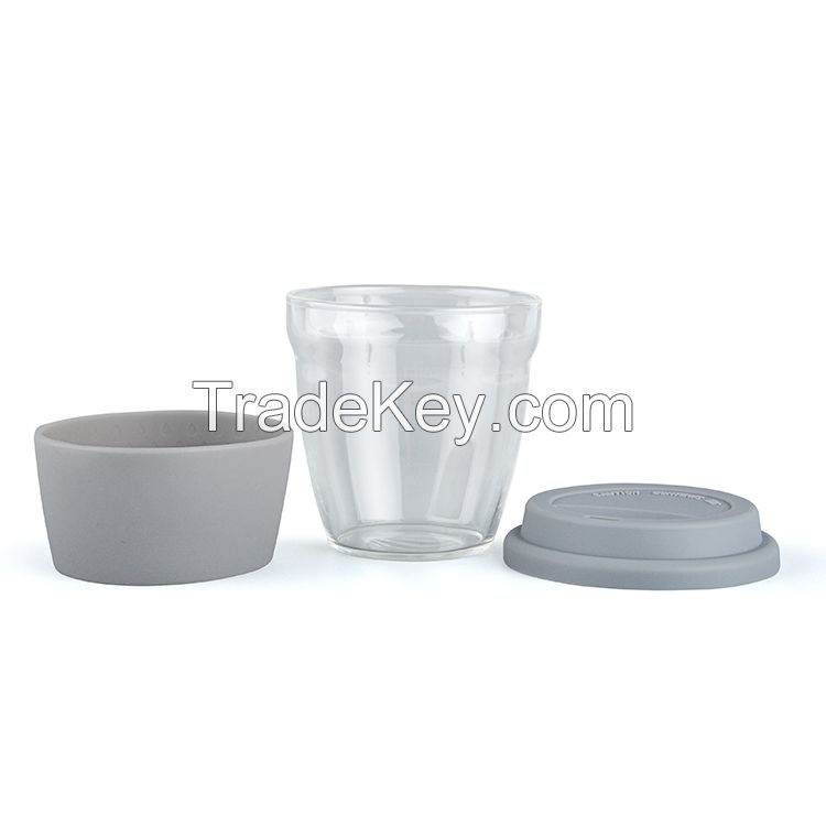 Hot Sale Borosilicate Glass Water Cup With Silicone Cover And Lid