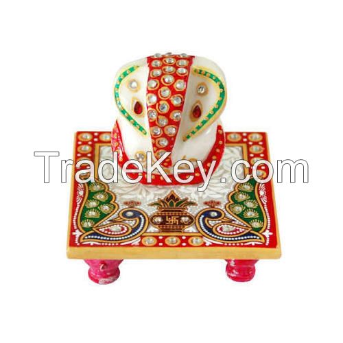 Marble Ganesh With Chowki