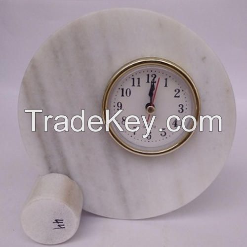 White Makrana Marble Table Clocks