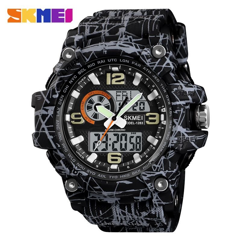 New Skmei 1283 Hot mens  Dual time watch waterproof  jam tangan sports digital watch