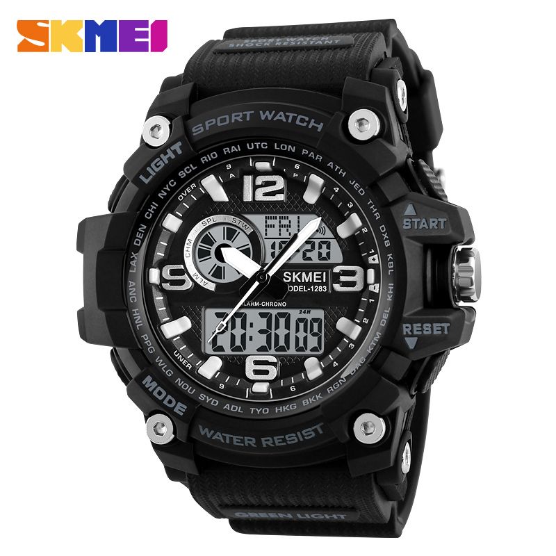 New Skmei 1283 Hot mens  Dual time watch waterproof  jam tangan sports digital watch