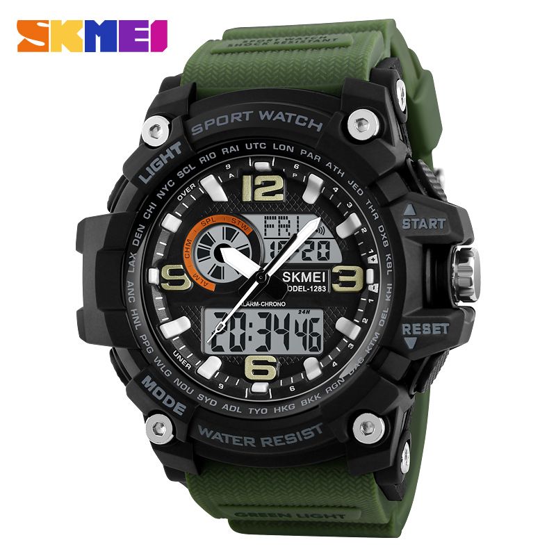 New Skmei 1283 Hot mens  Dual time watch waterproof  jam tangan sports digital watch