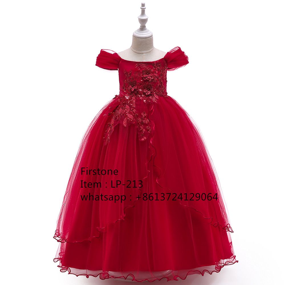 5-10 Years Old Girl Wedding Dress Kid Frock Baby Long Party Wear LP-213