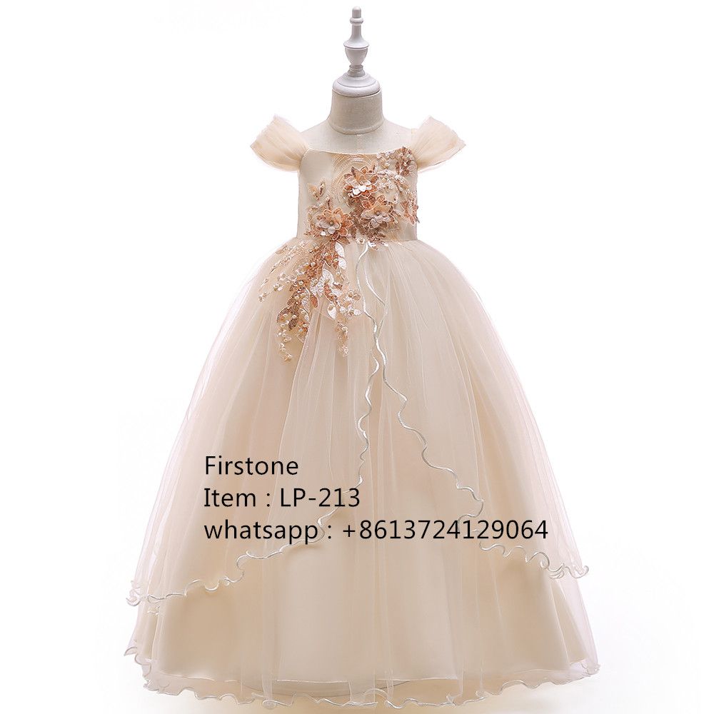 5-10 Years Old Girl Wedding Dress Kid Frock Baby Long Party Wear LP-213