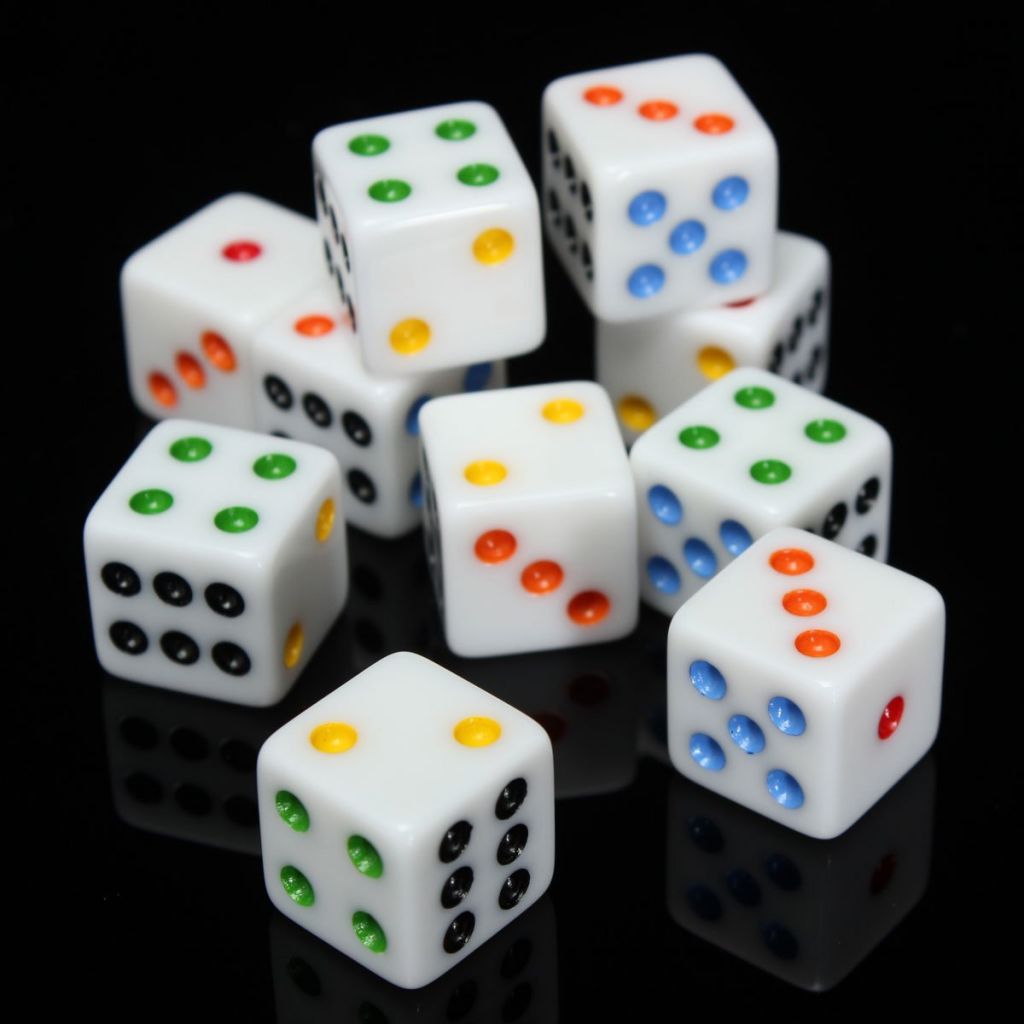 Fashionable plastic 6 sided colorful game dice