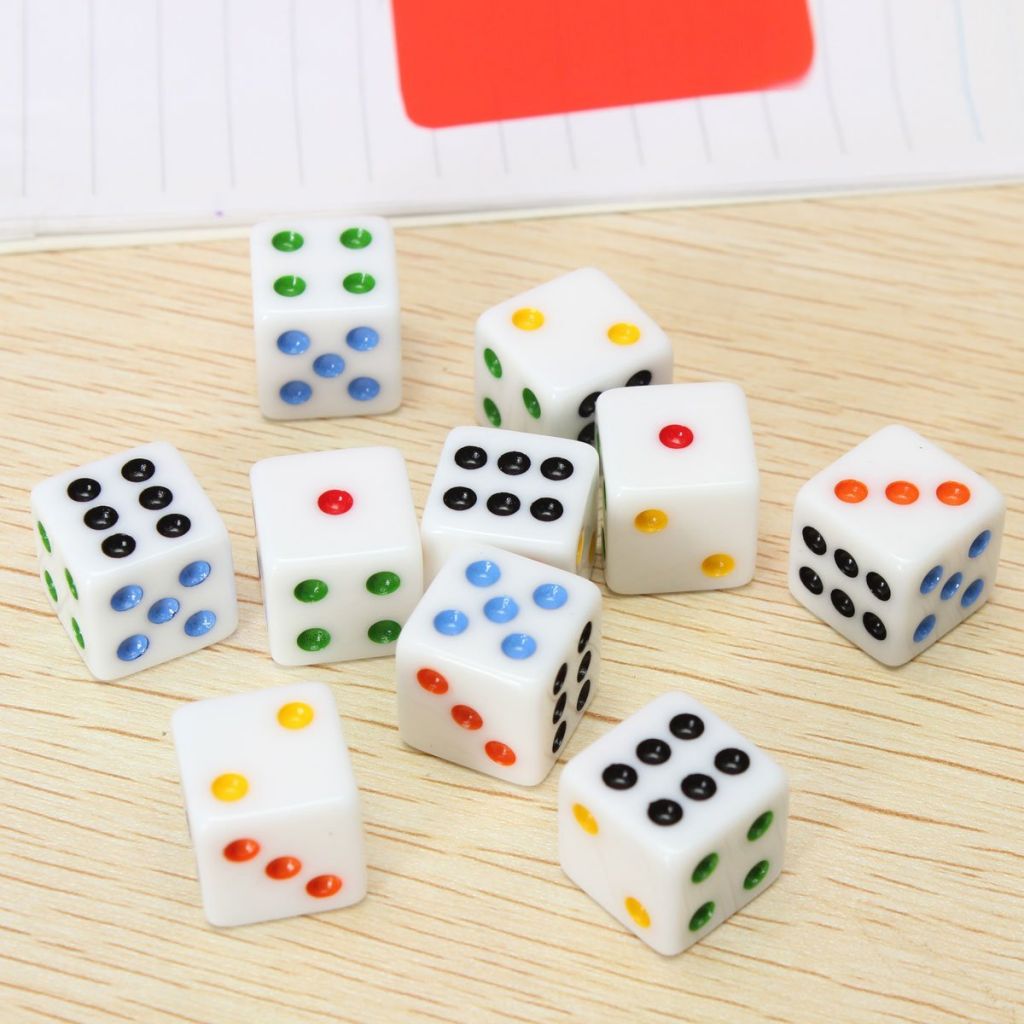 Fashionable plastic 6 sided colorful game dice