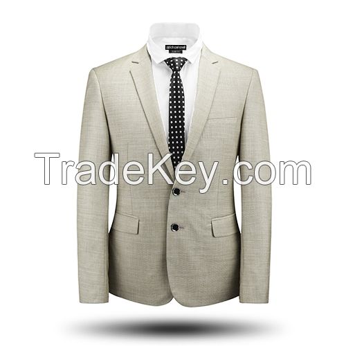 BEIGE REGENT FIT WOOL LINEN BLAZER