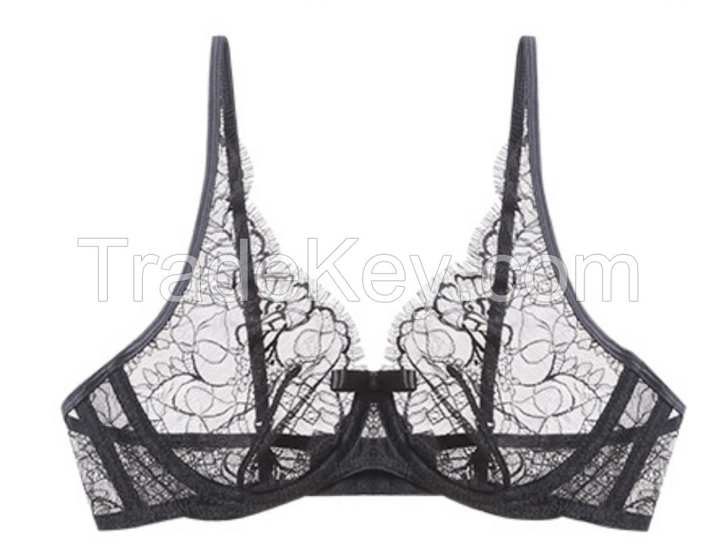 Women Lace Sling Bra Transparent Underwear Passion Set