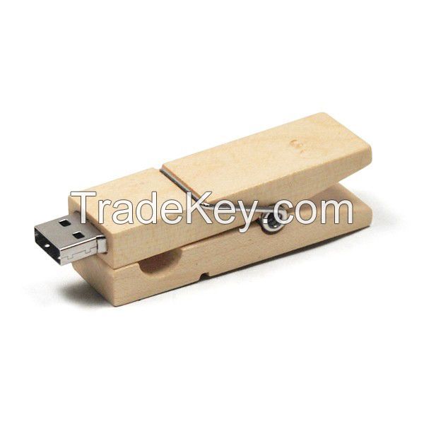 Unique Design Wooden Clothes Pin usb stick 128 gb