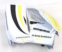 New Powertek Barikad Jr. blocker and glove yellow&amp;black junior ice hockey goalie