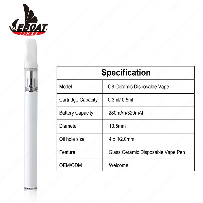 Custom logo Eboattimes O8 cbd oil cartridges vertical ceramic vape pen .5 ml disposable mini vape