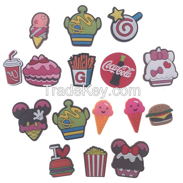 CARTOON lovely Ice-Creem Cake/Hamburger/Cute Star for fashion soft PVC Shoe decoration for kid Croc