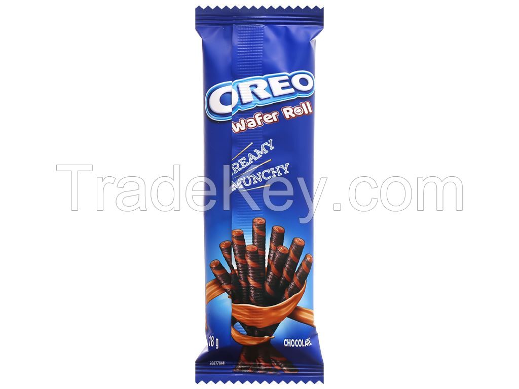 Oreo's Wafer Roll with Chocolate Flavored Cream 18g x 3sachets.