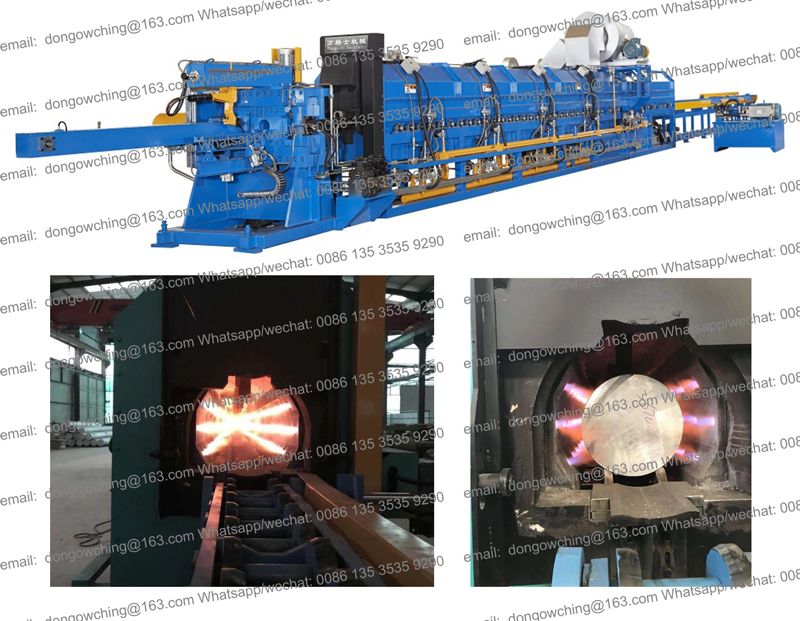 Single aluminum log billet heating preheating furnace with hot shear