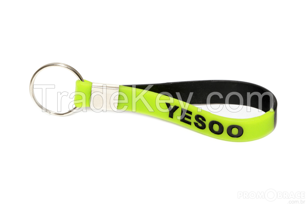 Printed rubber silicone bangle keychain holder