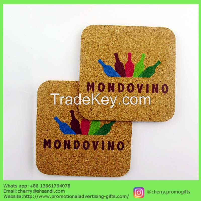 Custom logo printing cheap promotional price wholesale cork coasters