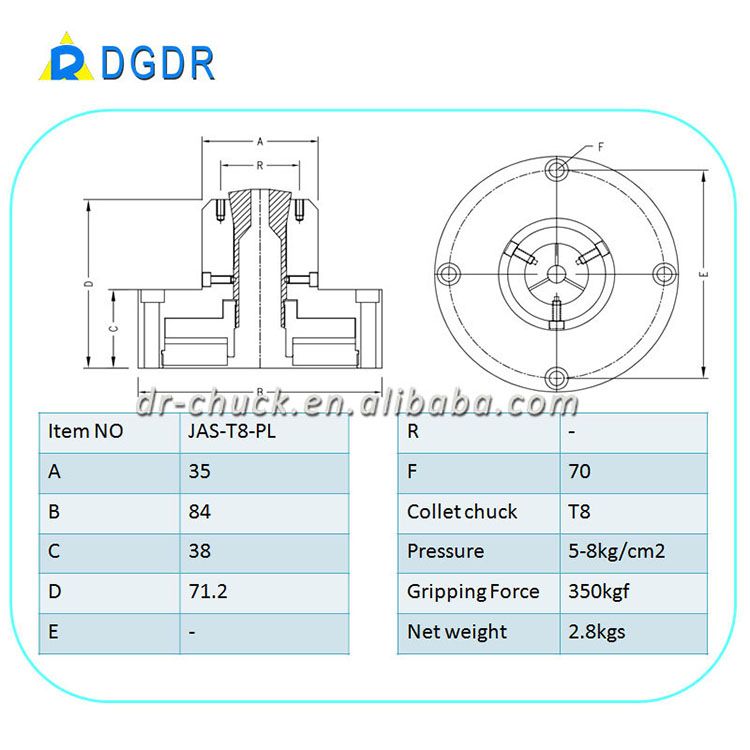 chuck mini JAS-T8, finger feed mini chuck, DGDR tapping machine small work piece chuck