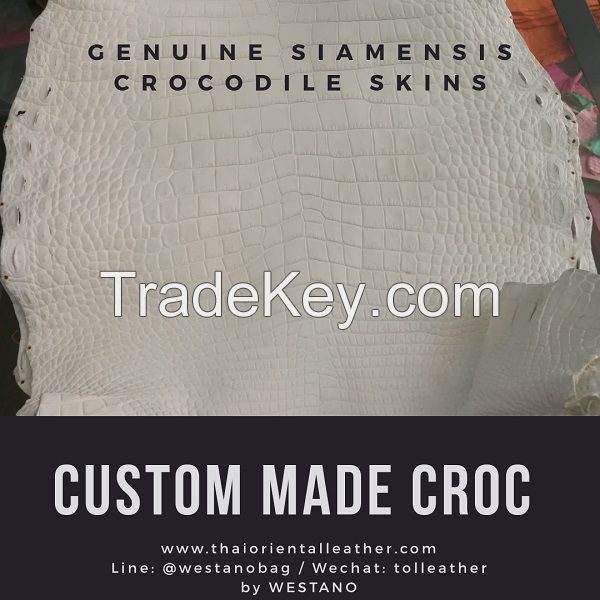 Genuine Alligator/Crocodile Leather Skins, Finished Crocodile Leather. Siamensis Crocodile Leathers Wholesale Factory Thailand