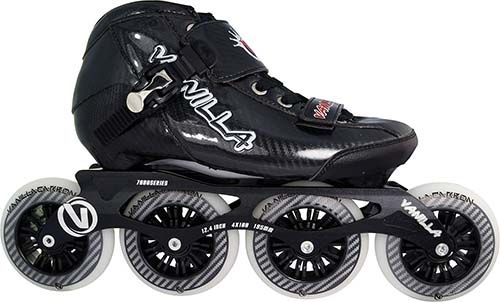 Black Vanilla Carbon Inline Speed Skates - 3X100 , 4 X 100mm Wheels Size 1-13 