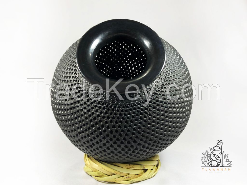 Black clay vase, Black pottery decorative vase