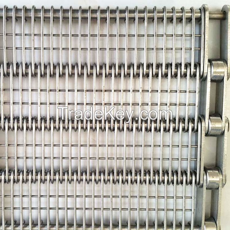 High Temperature Resistant Stainless Steel Wire Mesh Eye Link Conveyor Belt For Food Drying Freezing