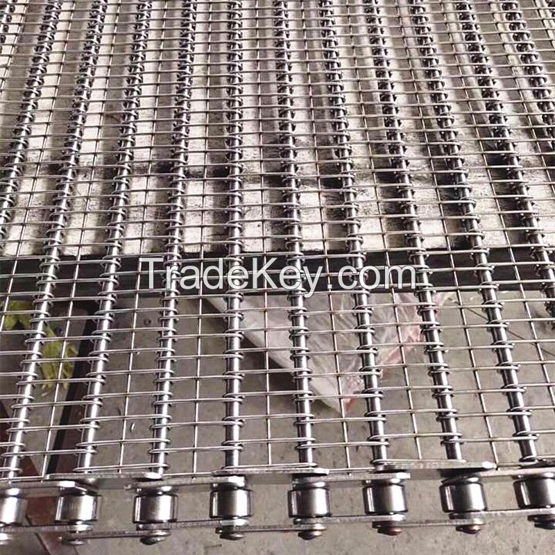 High Temperature Resistant Stainless Steel Wire Mesh Eye Link Conveyor Belt For Food Drying Freezing