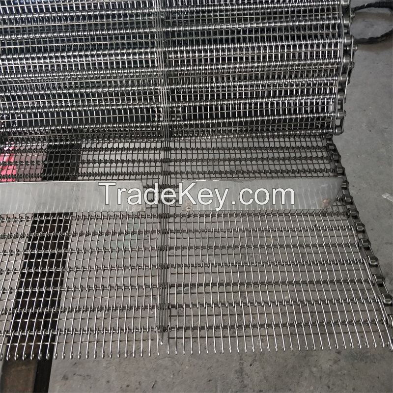 High Temperature Resistant Stainless Steel Wire Mesh Eye Link Conveyor Belt For Food Drying Freezing