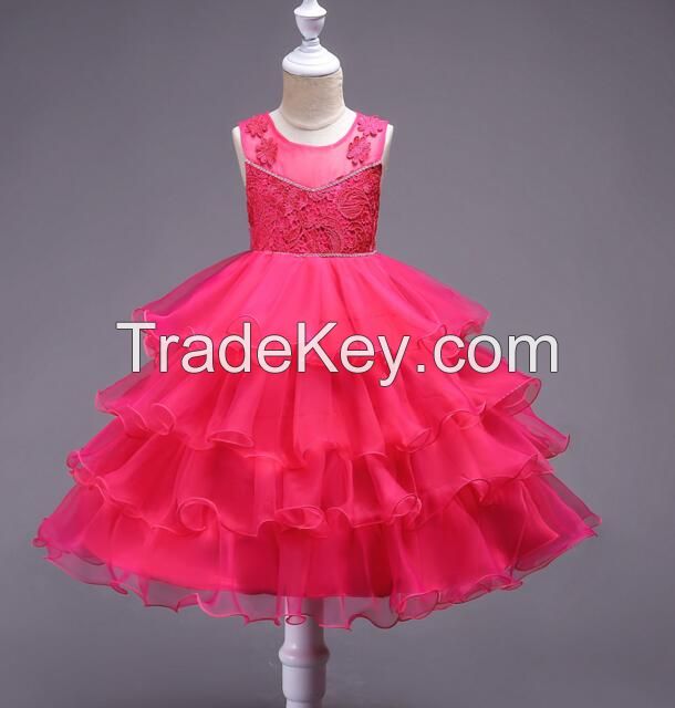 Children's Cotton Lining Sleeveless Party Princess Cake Skirt