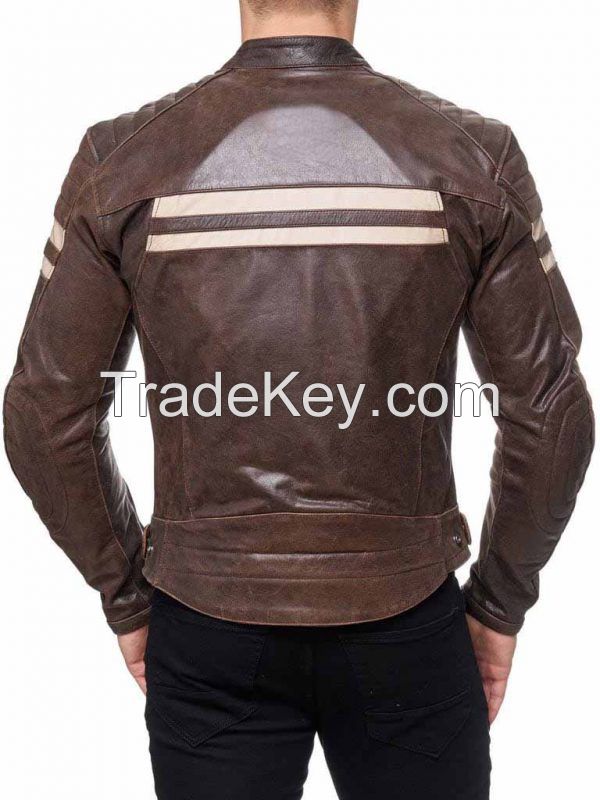 Custom Hot Selling Leather Fashion Men Motorbike Jackets Made of Milld Leather/Mens Black Real 100% Genuine Leather