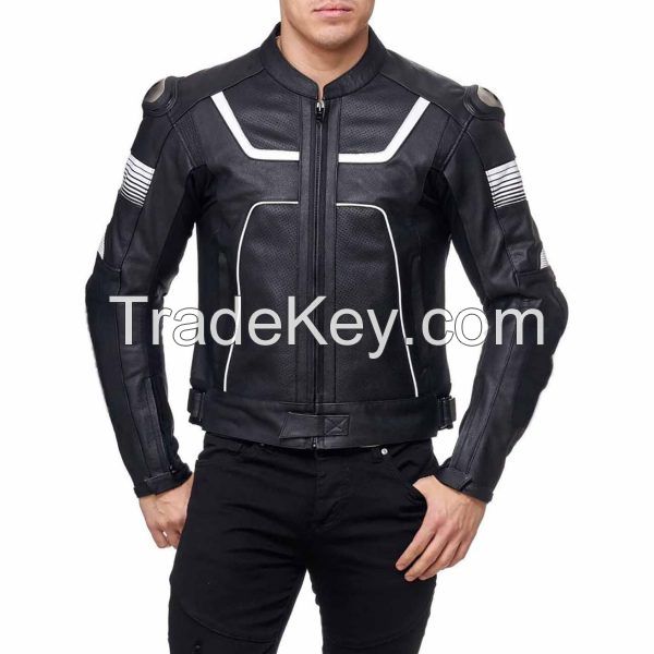 Custom Hot Selling Leather Fashion Men Motorbike Jackets Made of Milld Leather/Mens Black Real 100% Genuine Leather